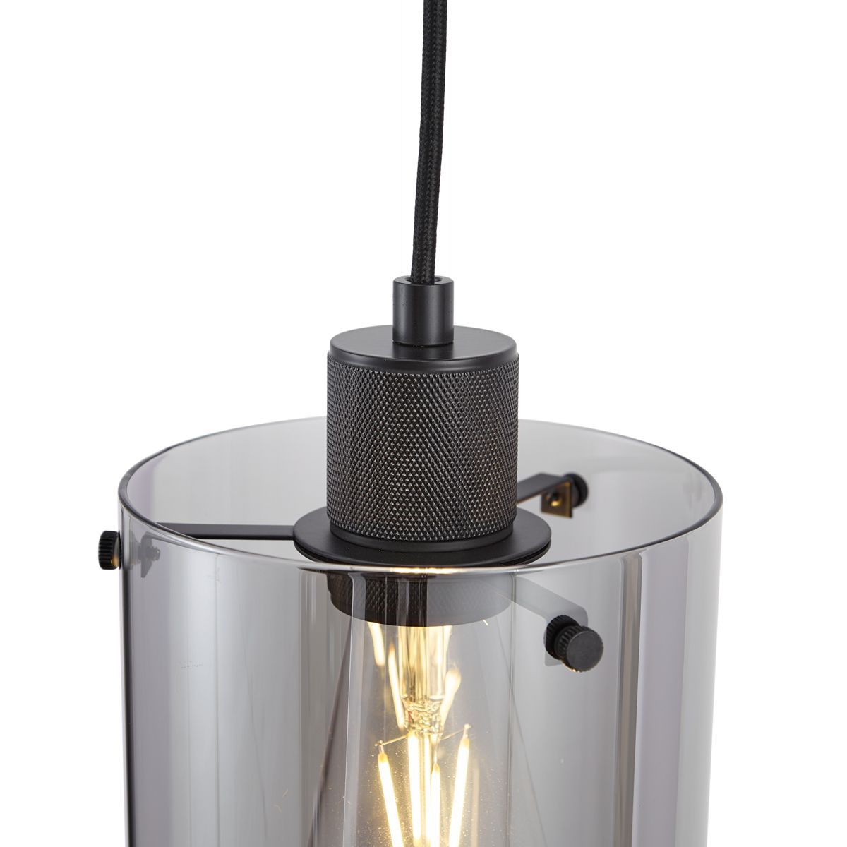 Design hanglamp zwart met smoke glas - Domo