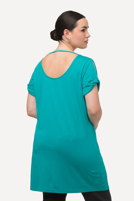 T-Shirt, Drapierung, Cut-Out, Rundhals, Halbarm