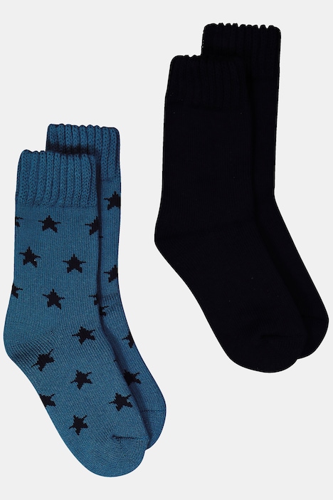 Kuschelsocken, 2er-Pack, Sterne/einfarbig