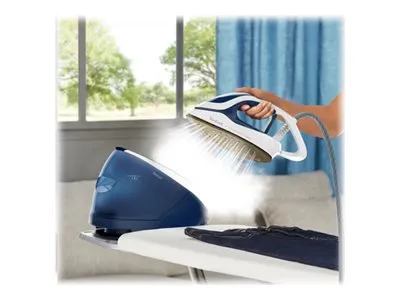Tefal Pro Express Protect GV9221 - Dampstrygejern med automatisk afbrydelse - såleplade: Durilium AirGlide Autoclean - 2600 W - hvid/blå