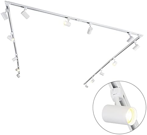 QAZQA - Modern Modernes Schienensystem Komplettset I Spotlight I Deckenspot I Deckenstrahler I Strahler weiß mit 14 Spot I Spotlight I Deckenspot I Deckenstrahler I Strahler I Lampe I Leuchtes 1-phasi