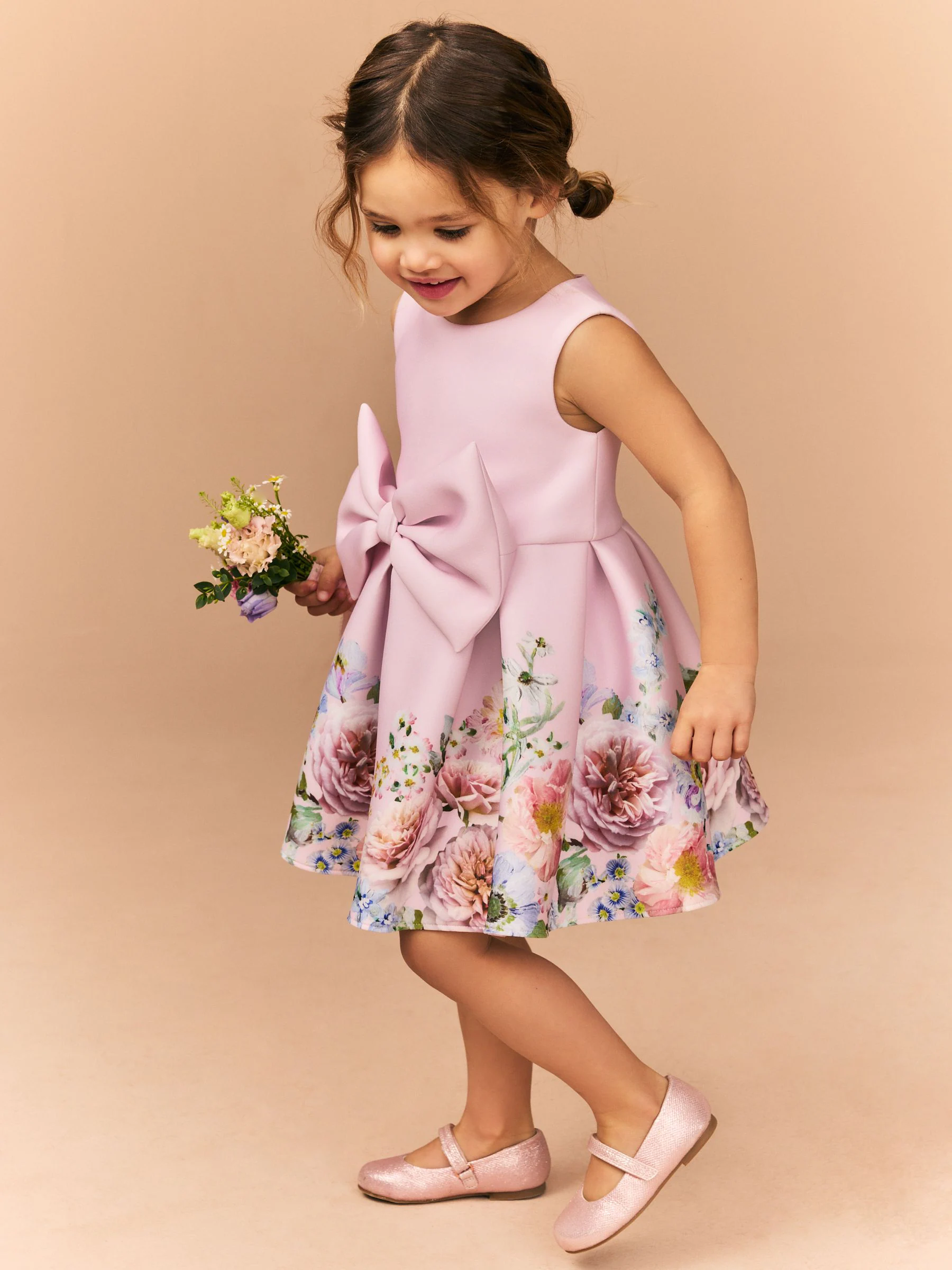 Roze - Mouwloze bloemenjurk (3mnd-7jr)