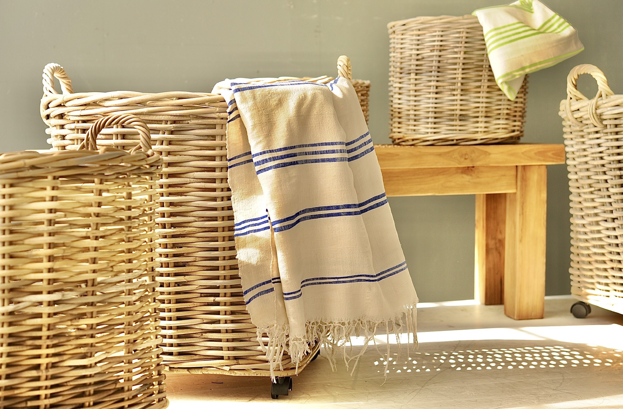 7er-Set Rundkörbe 'Ambon', Rattan natur von fischer's lagerhaus