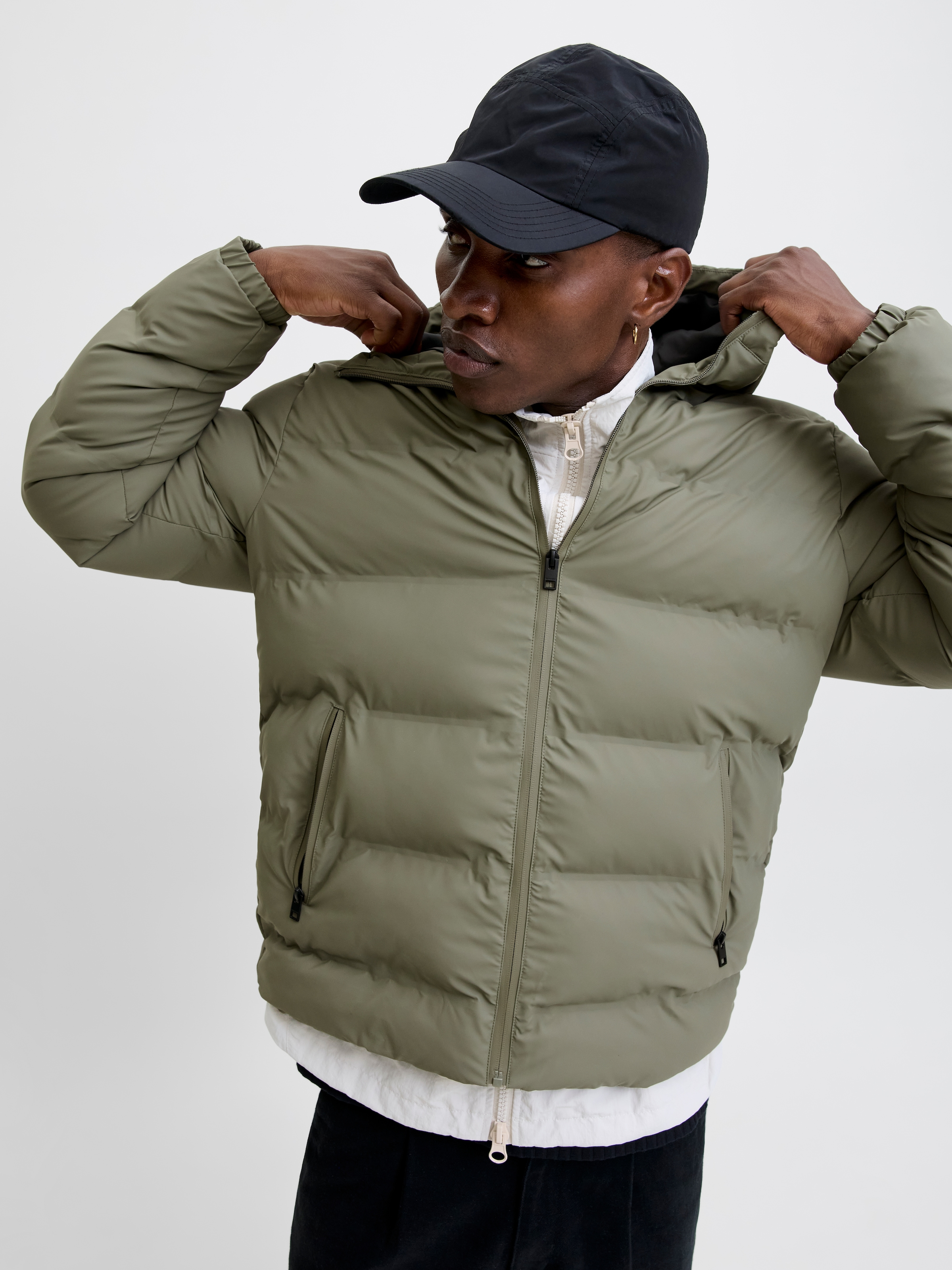 Jack & Jones Steppjacke »JJELEMENTS PU PUFFER SN« mit Kapuze