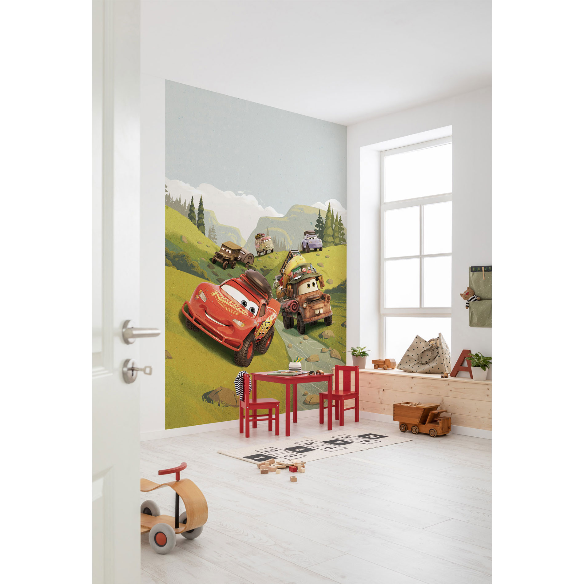 Vlies-Fototapete CARS CAMPING - bunt - 200x280 cm