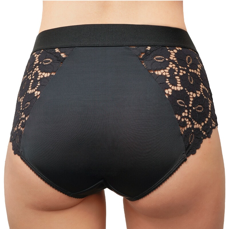 Lot de 2 culottes hautes à dentelle ventre plat - Bettina  - Noir et blanc