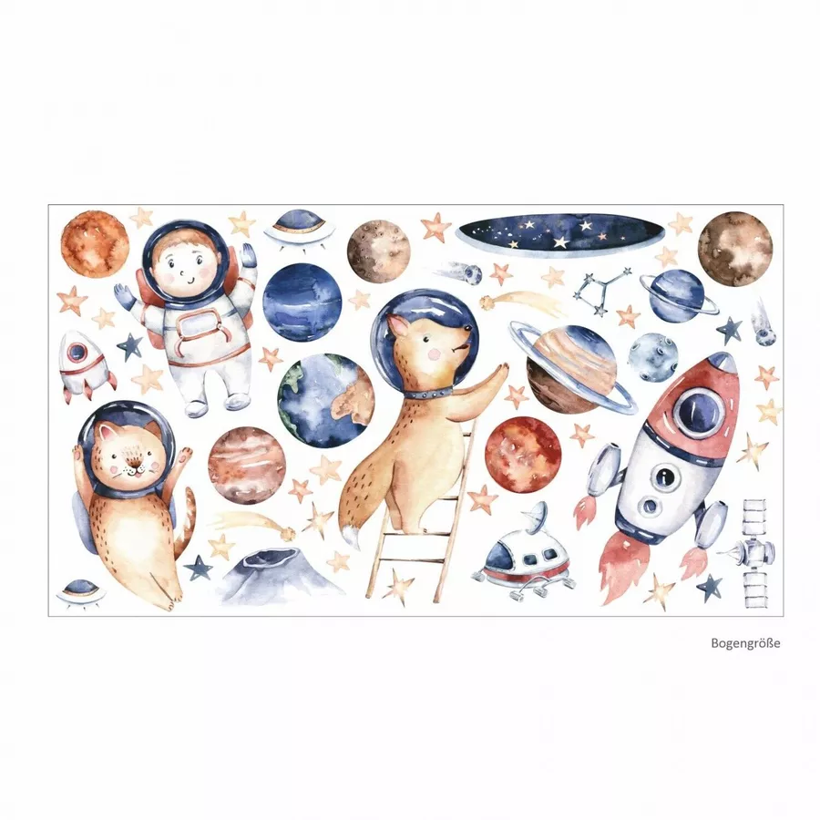Nikima Wandtattoo 226 Wandtattoo Weltall Astronaut bunt