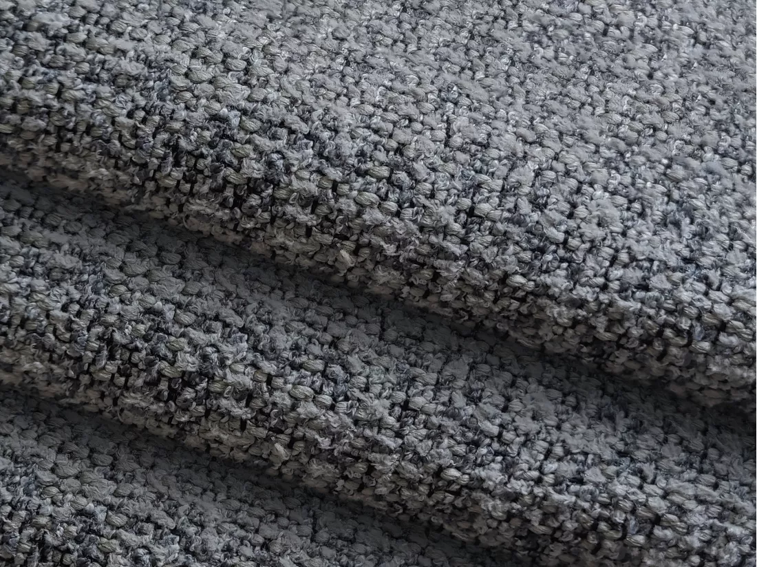 Canapé d'angle panoramique convertible en tissu texturé - acier - KAPUA