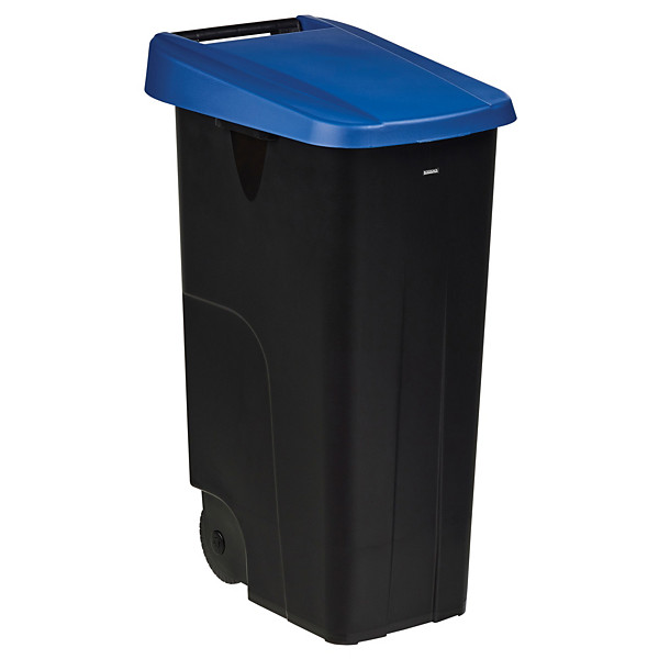 ROSSIGNOL Poubelle de tri mobile - 110 L - movatri  - noir / bleu - couv ferme