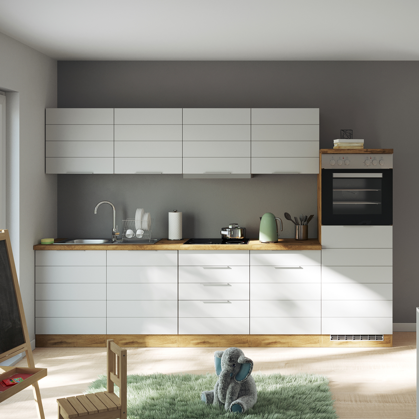 Spülenschrank FLORENZ - Wotaneiche-weiß matt