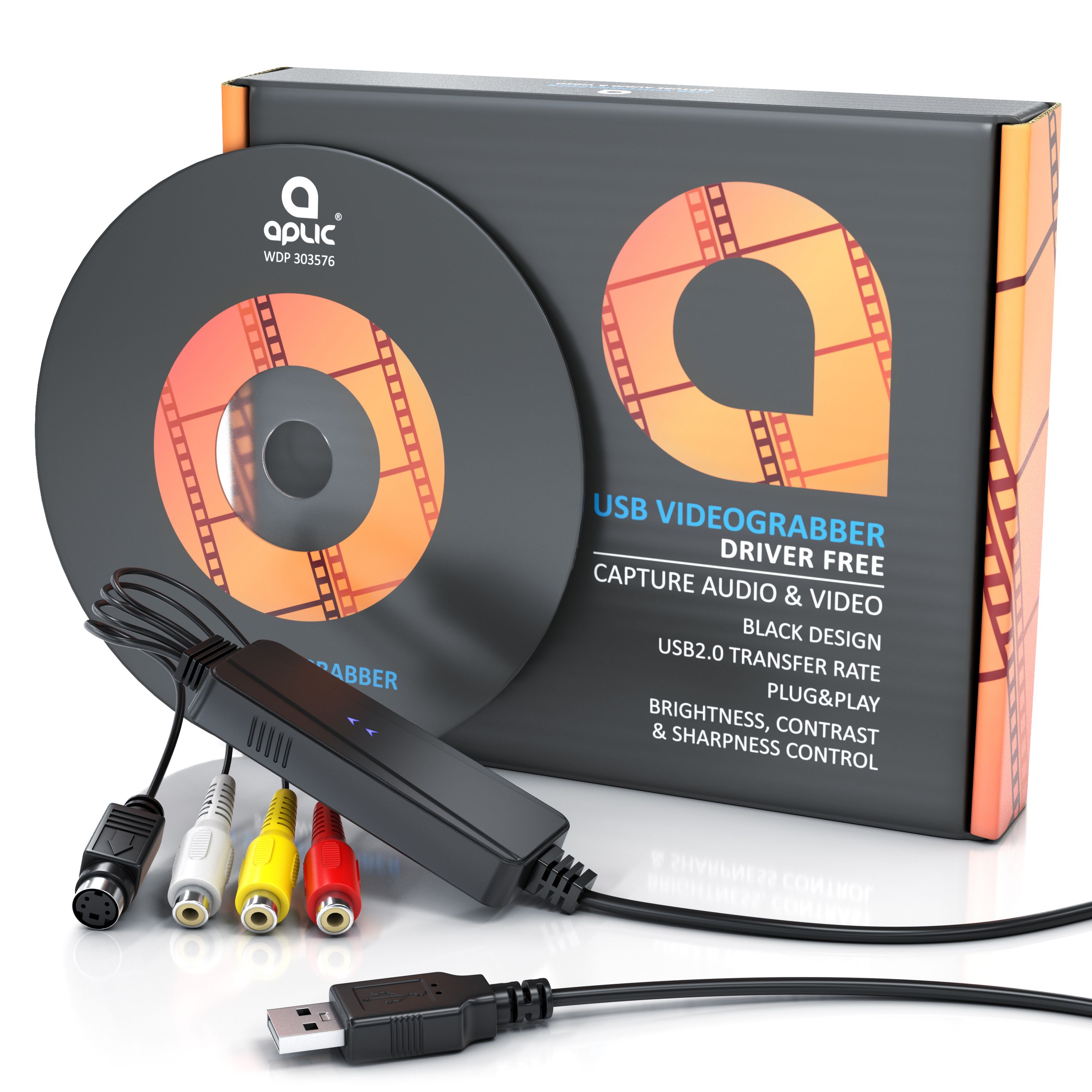 Aplic USB High Speed Videograbber - Audio Video Konverter - PAL NTSC - Filme und Videos digitalisieren - Grabber - Umwandler - Software PotPlayer