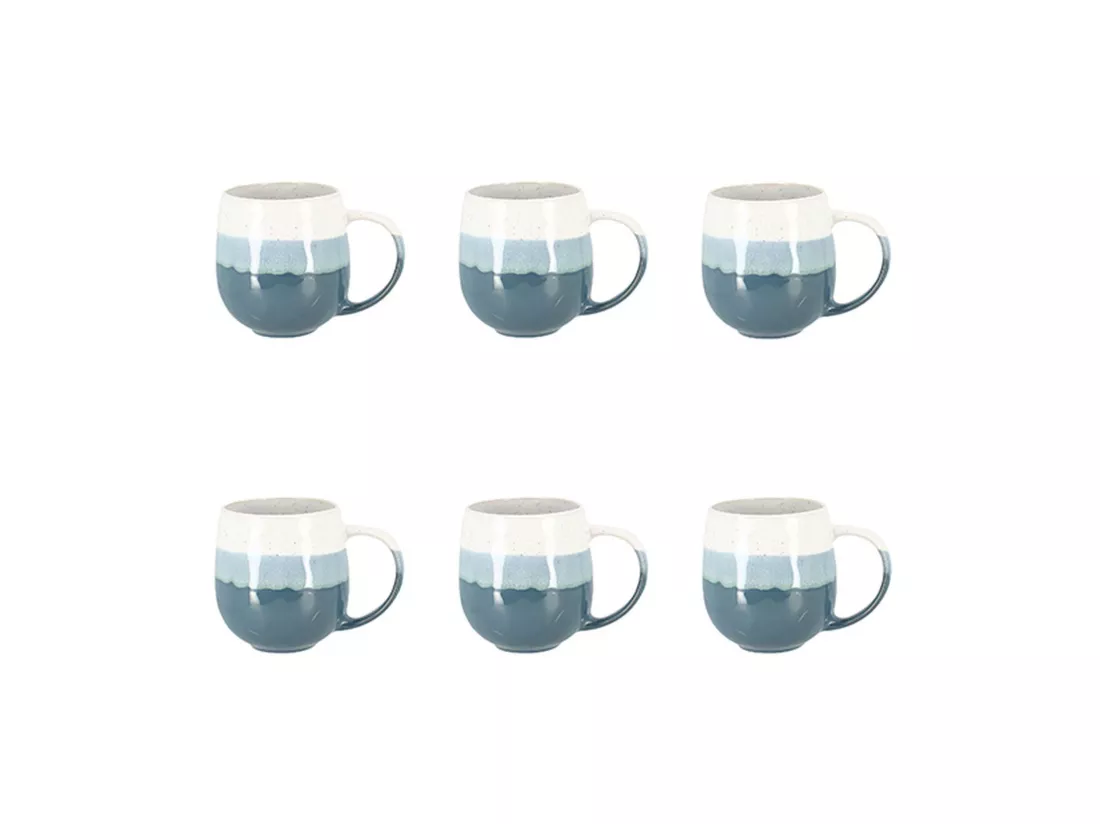 Novastyl - Lot De 6 Mugs Rita Bleu 44cl En Gres