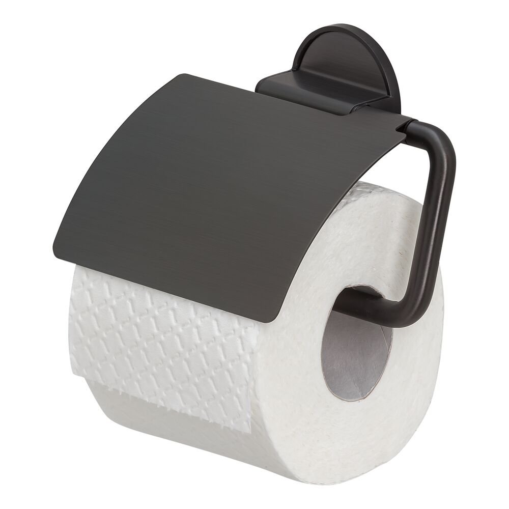 Tiger Tune Toiletrolhouder met klep Zwart metaal geborsteld / Zwart