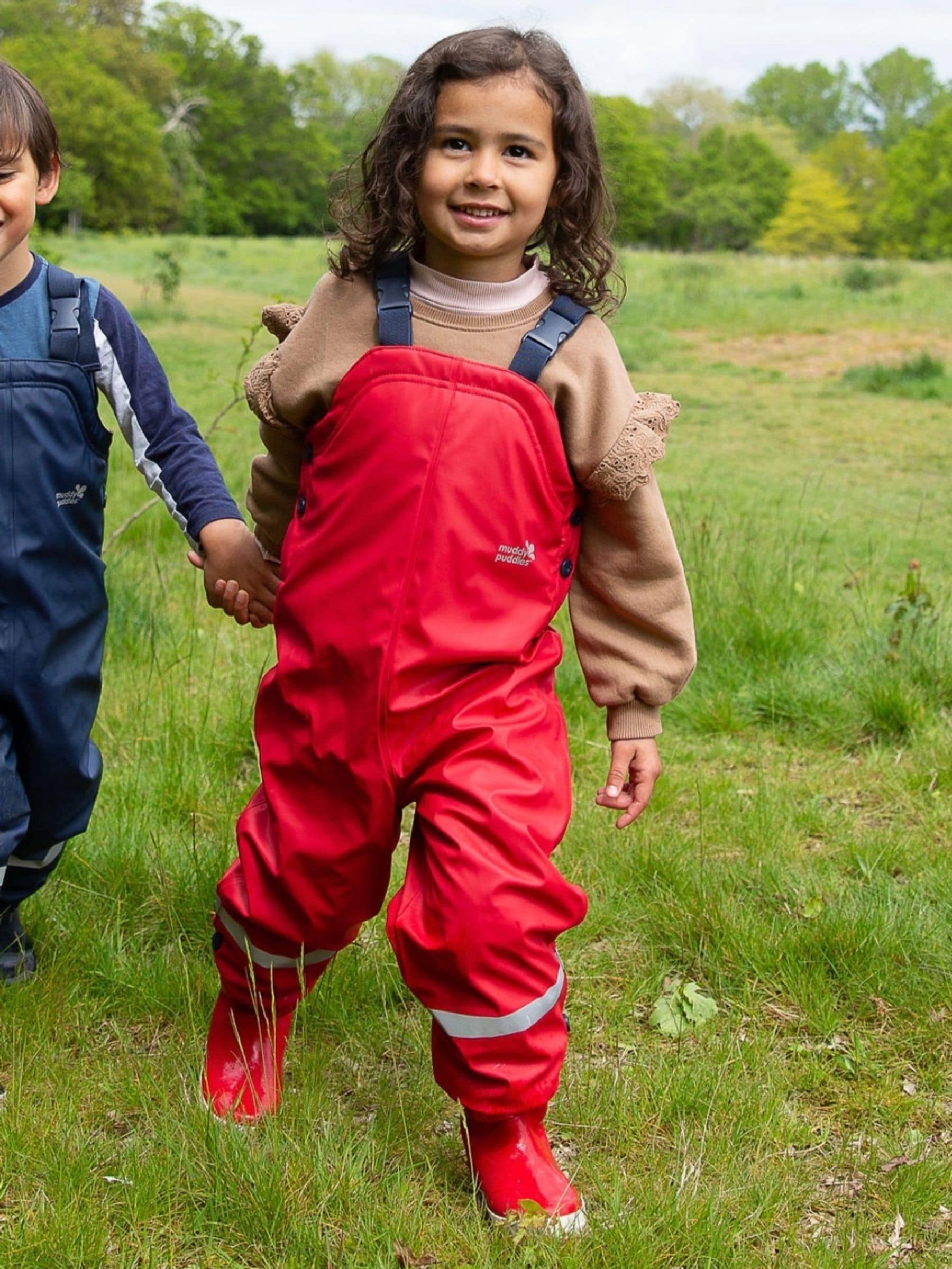 Rood - Muddy Puddles waterdichte geïsoleerde Puddleflex bretelbroek