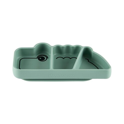 Assiette à goûter antidérapante silicone Croco Vert - DONE BY DEER