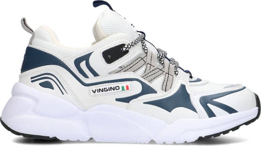 VINGINO Stef chunky leren sneakers wit blauw Jongens Leer Meerkleurig 35