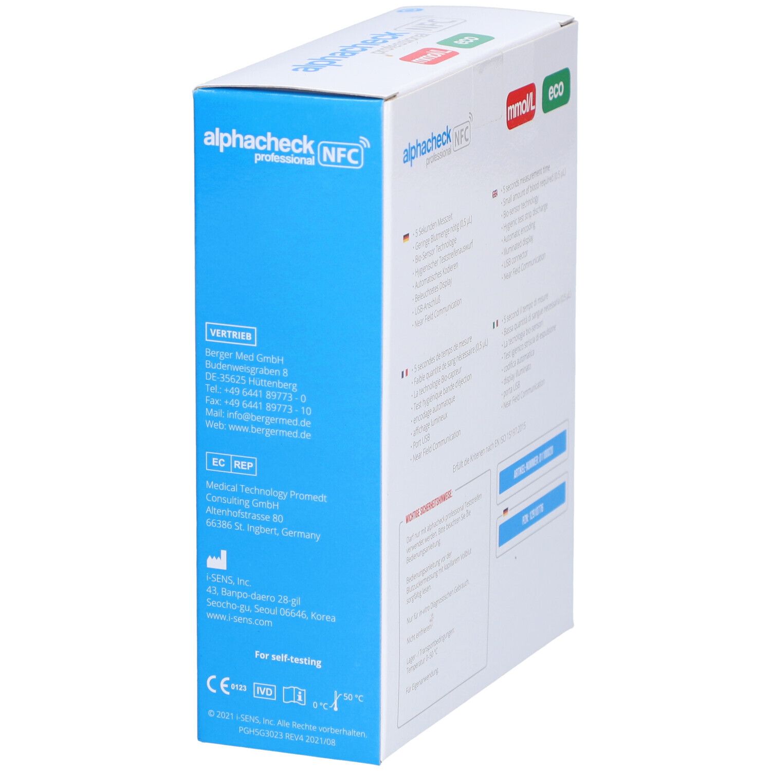 ALPHACHECK® professional Blutzuckermessgerät mmol/l eco