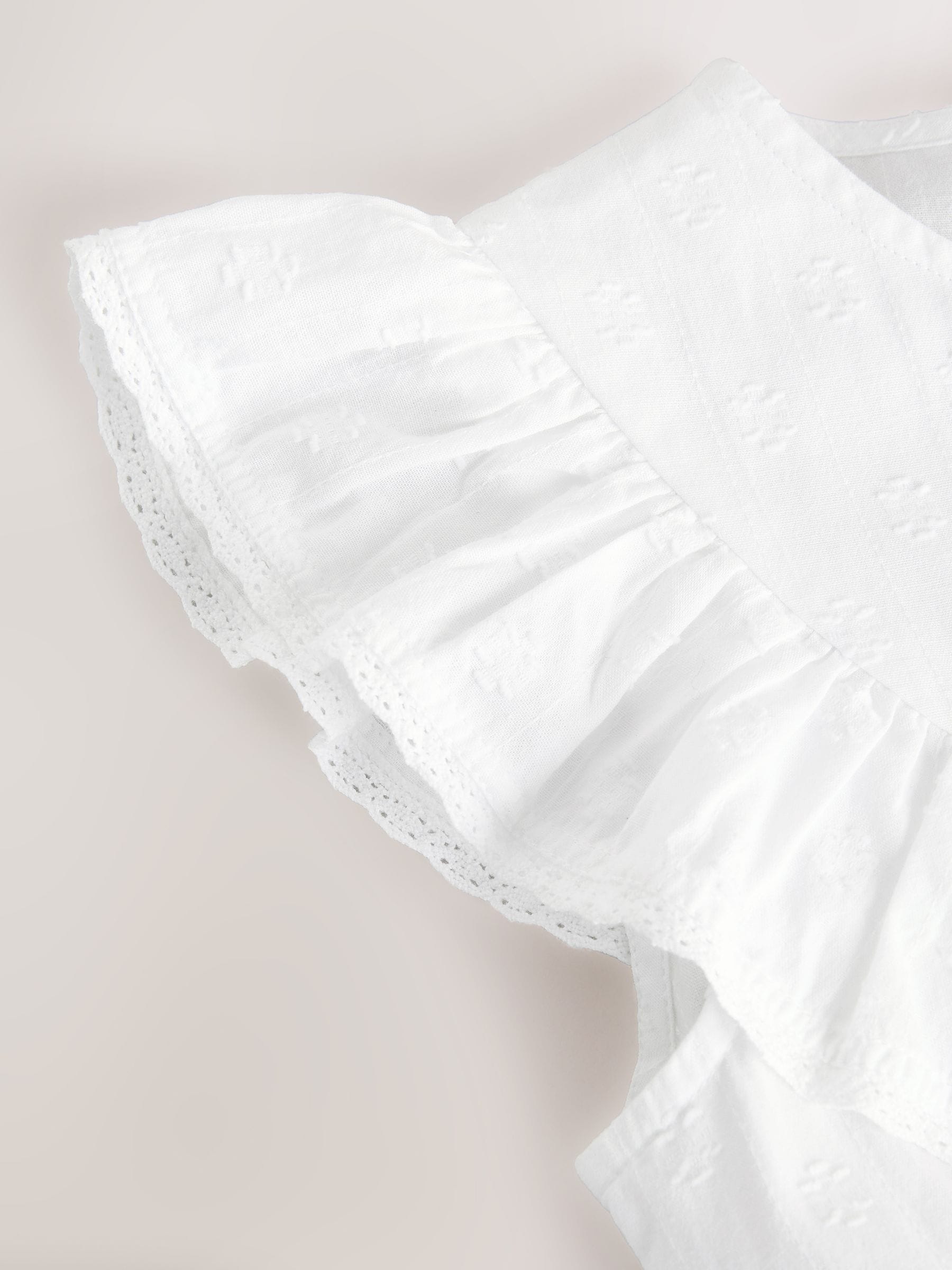 Wit - 100% katoenen blouse met strik aan de voorkant (3 - 16 jr)