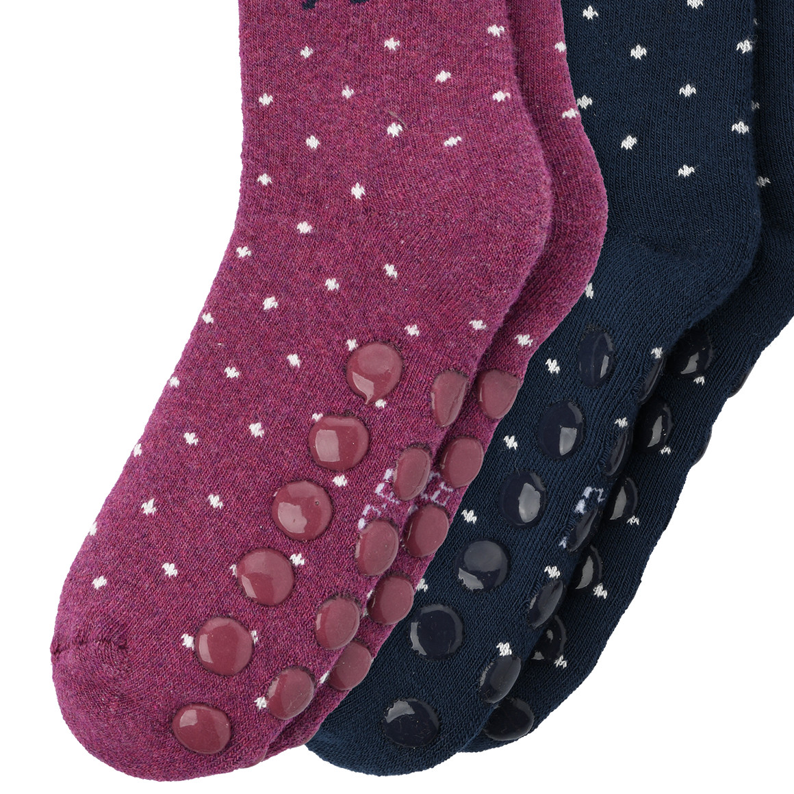 Topolino 2 Paar Mädchen Stoppersocken mit Frottee beere / dunkelblau