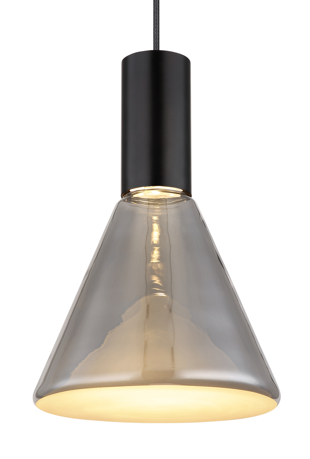 LED-Hängeleuchte - schwarz matt - rauchfarben - 150 cm