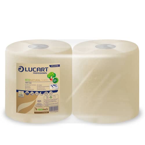 Bobine d'essuyage havane Lucart 3 plis 800 formats 25x35cm Ecolabel
