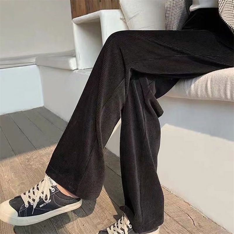 Alhambra - Hoge taille effen corduroy rechte broek