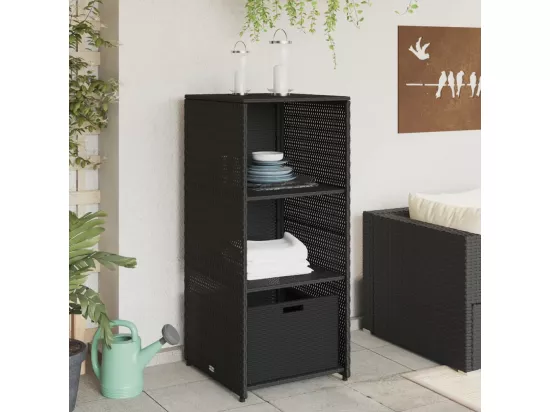 Armoire de rangement de jardin noir 50x55x115 cm résine tressée