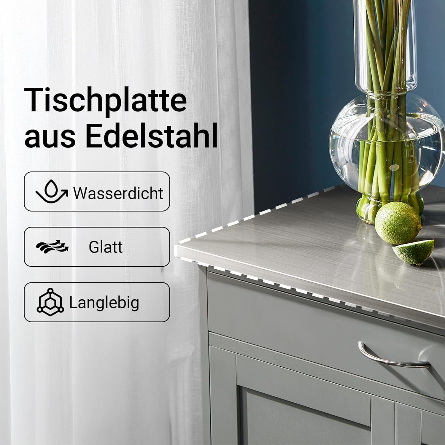 SoBuy Servierwagen mit Rollen Küchenwagen mit Arbeitsplatte Rollwagen mit Schubladen, Weinregal Kücheninsel Küchenregal stehend Möbel für Küche, Esszimmer & Outdoor Hellgrau 67x86x38cm FKW45-HG