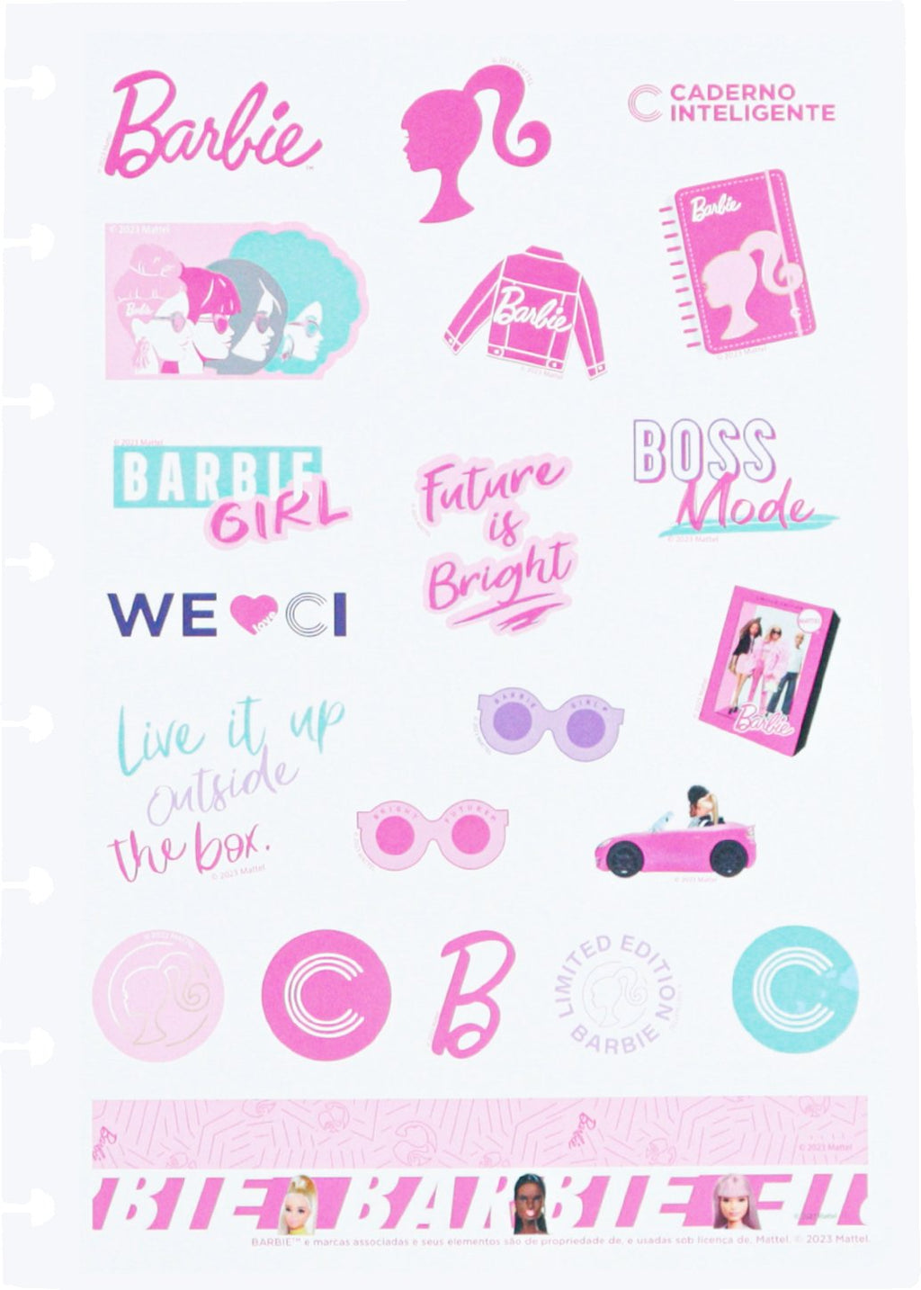 Autocolantes Folha A5 Barbie Caderno Inteligente