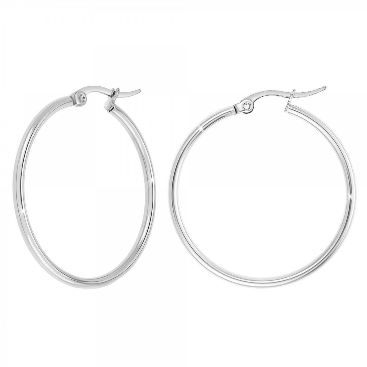 Boucles d'oreilles créoles en acier inoxydable SC Crystal