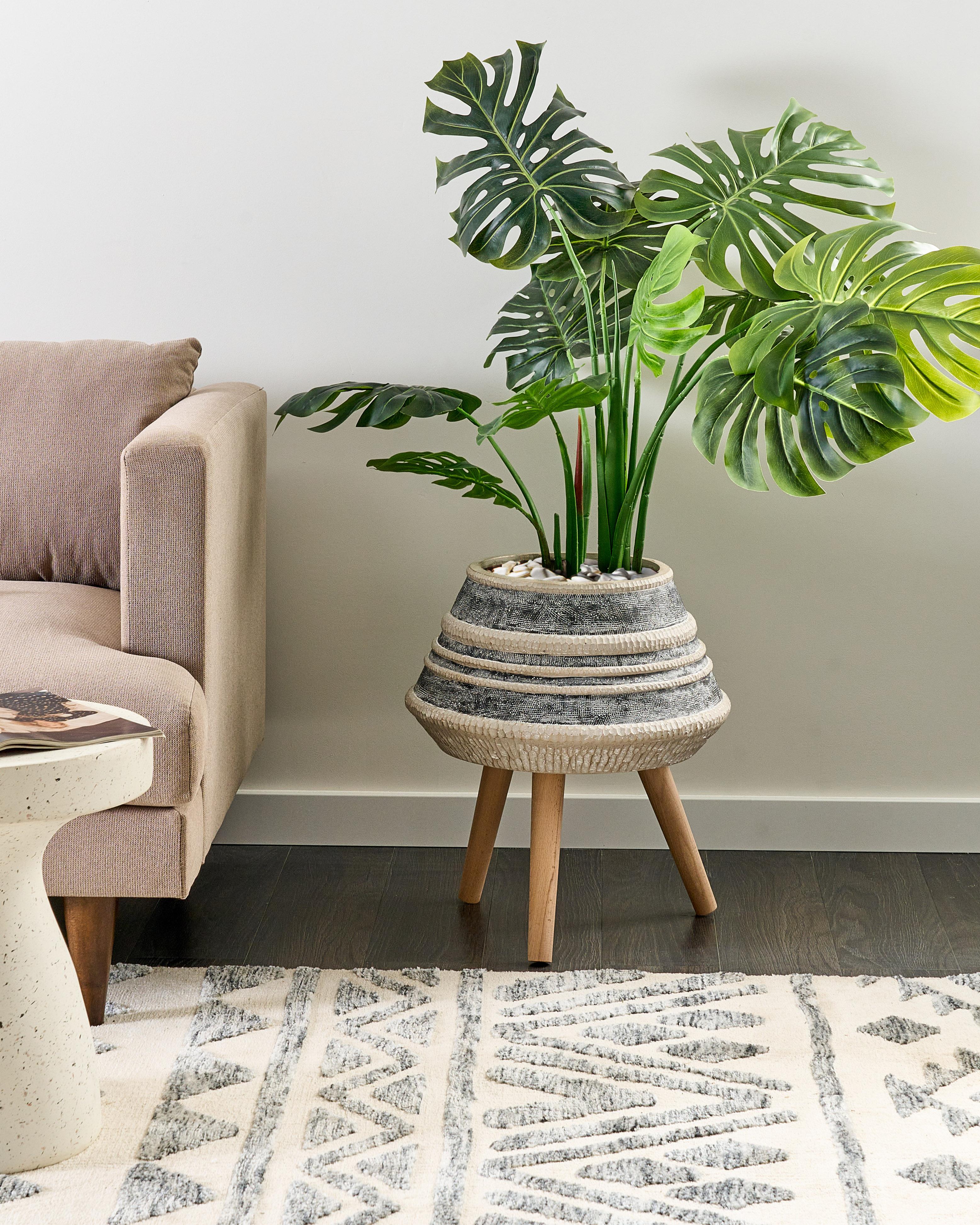 Verhoogde bloempot ATHAEA 37 cm Beige