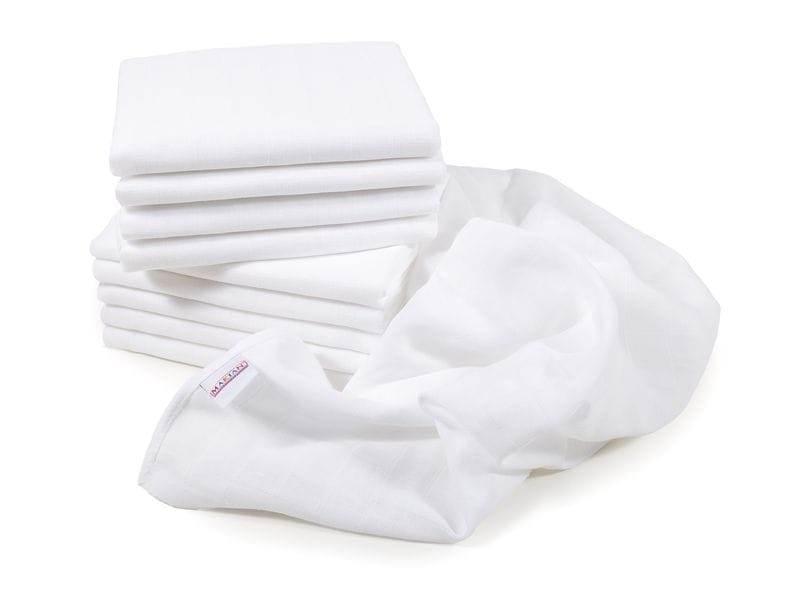 MAKIAN Mulltuch 10-er Pack 80 x 80 cm, Weiss Mullwindeln