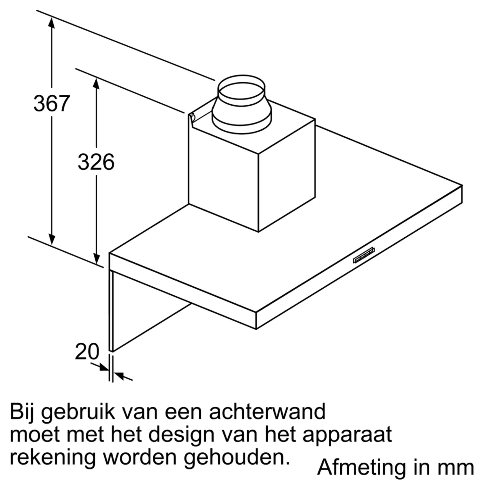 Serie 2 Wandschouwkap 60 cm Roestvrij staal