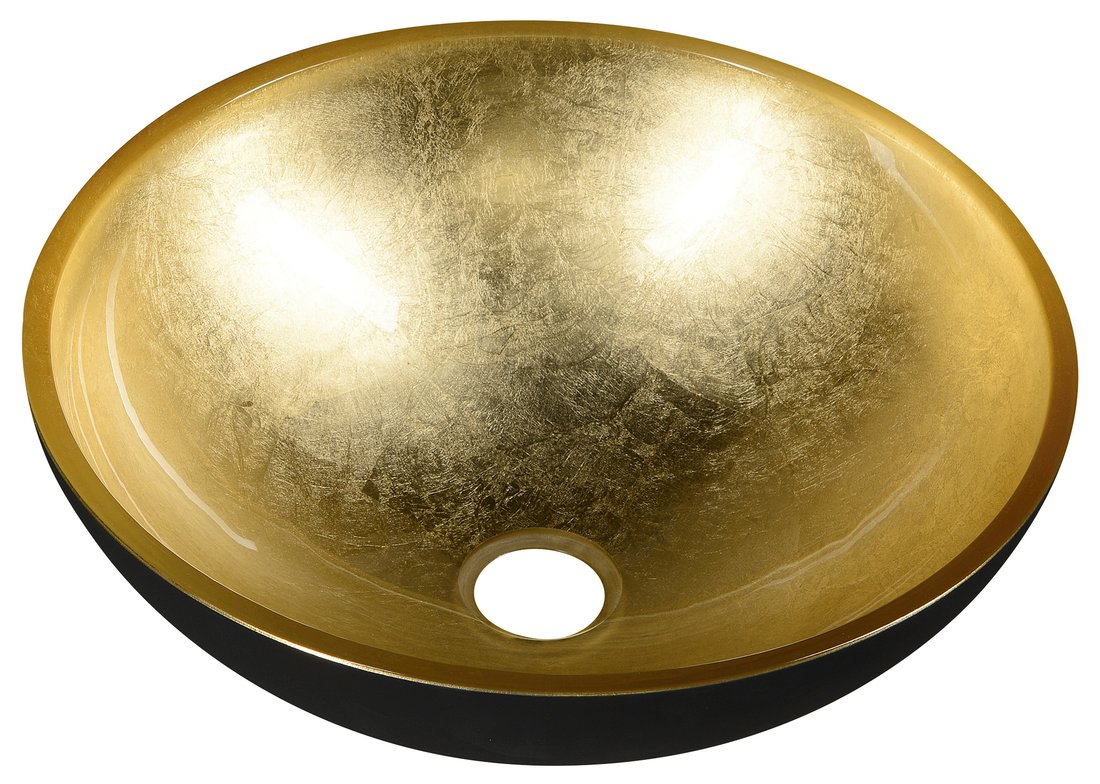 Sapho Murano glazen waskom 40cm zwart / goud