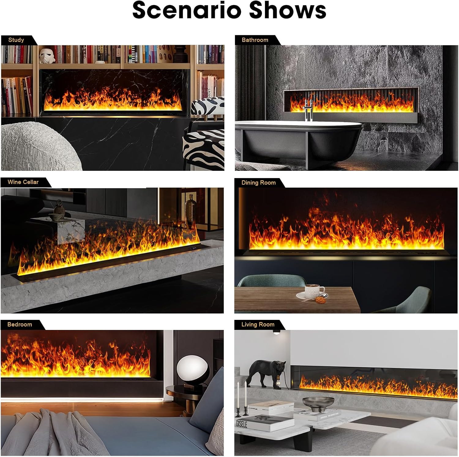 Wasserdampf-Kamin, Fernbedienung, automatische/manuelle Wasserzugabe, Farbe der Flamme elektrischer Kamin, 50cm，Keine Heizung