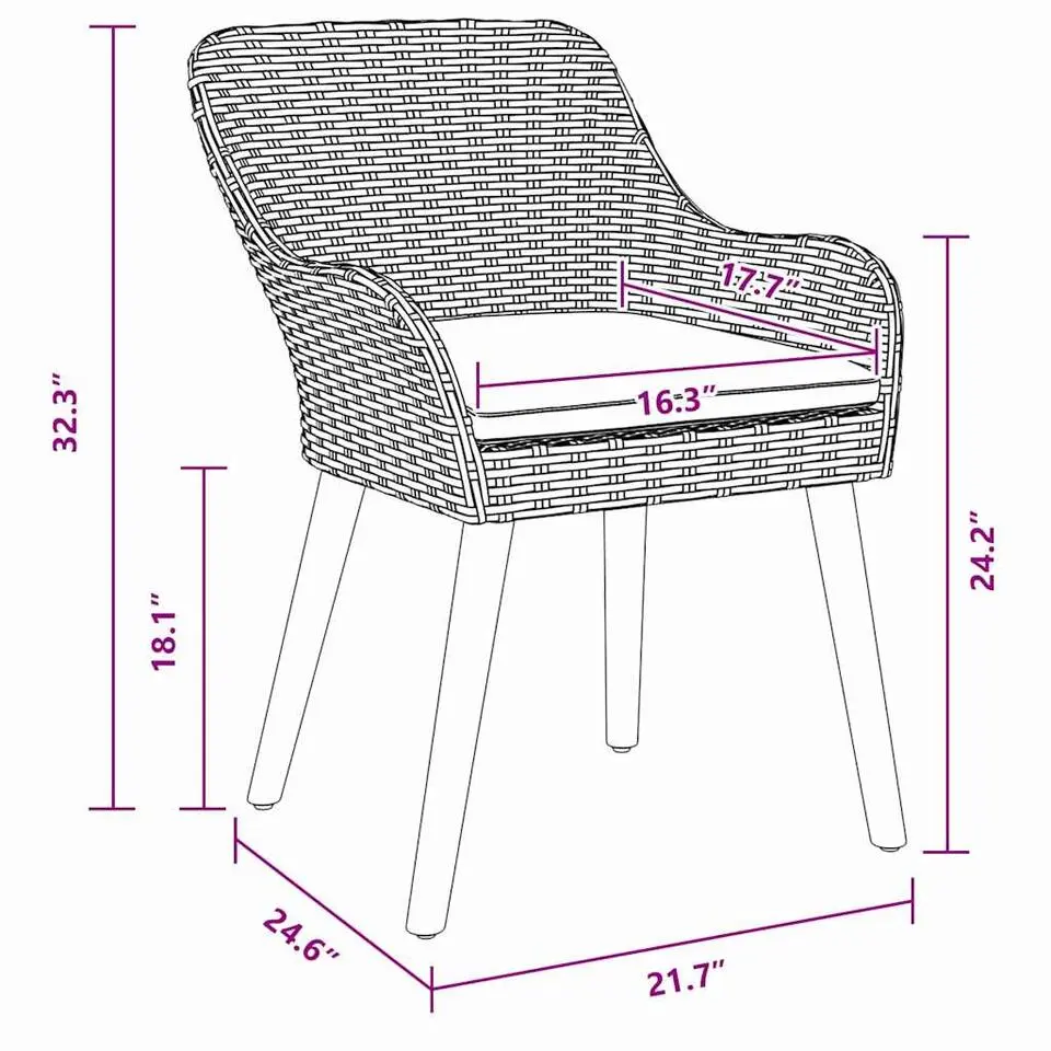 vidaXL - Tuinstoel - Zwart - Poly rattan - 55 x 62.5 x 82cm