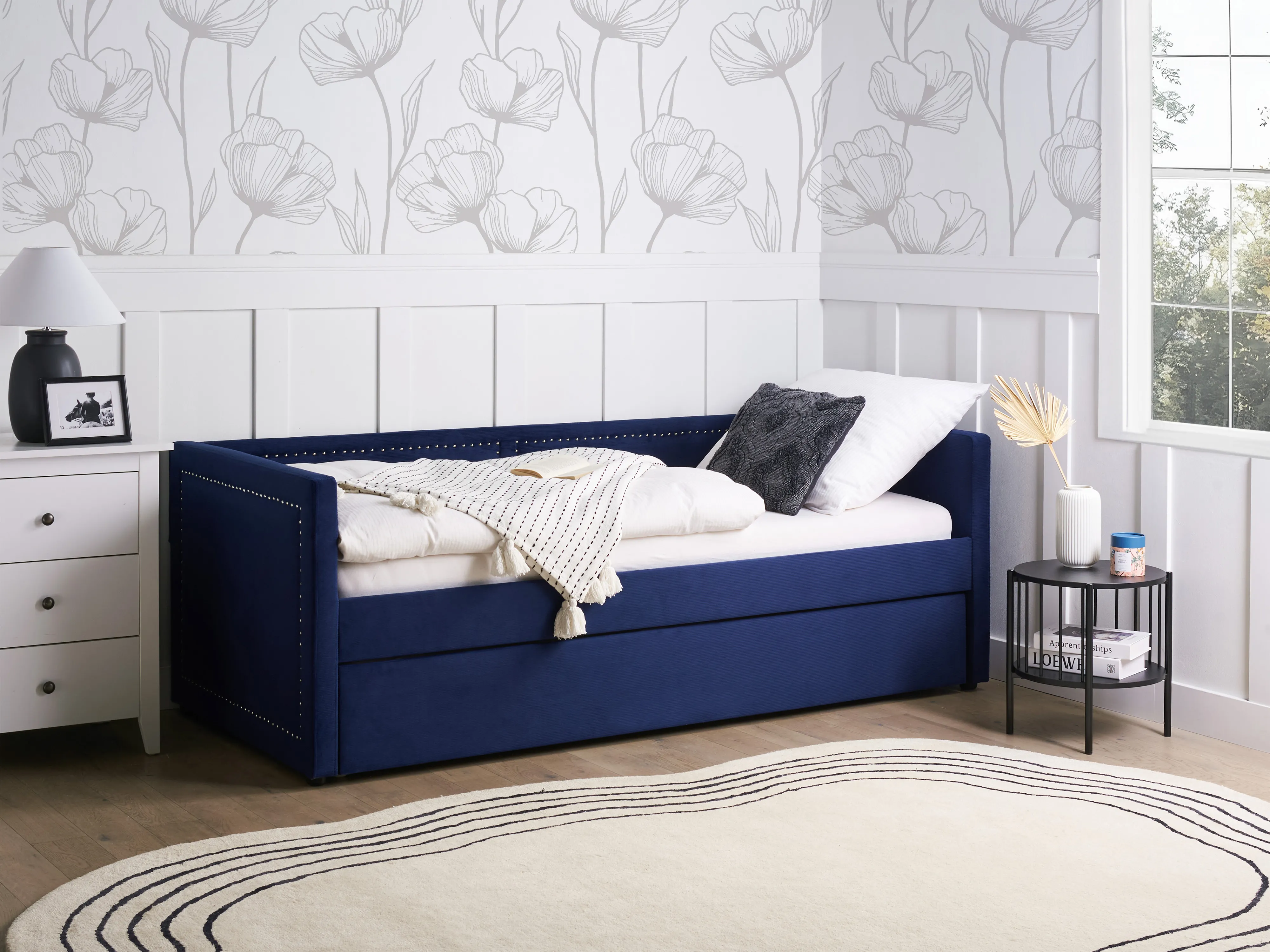 Onderschuifbed Corduroy MIMIZAN 90 x 200 cm Marineblauw