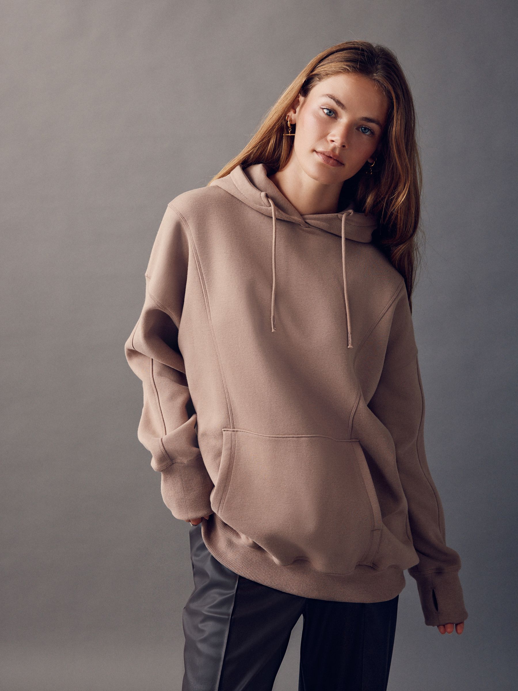 Naturel bruin - Active Longline Overhead Hoodie met superzacht naaddetail en zakken