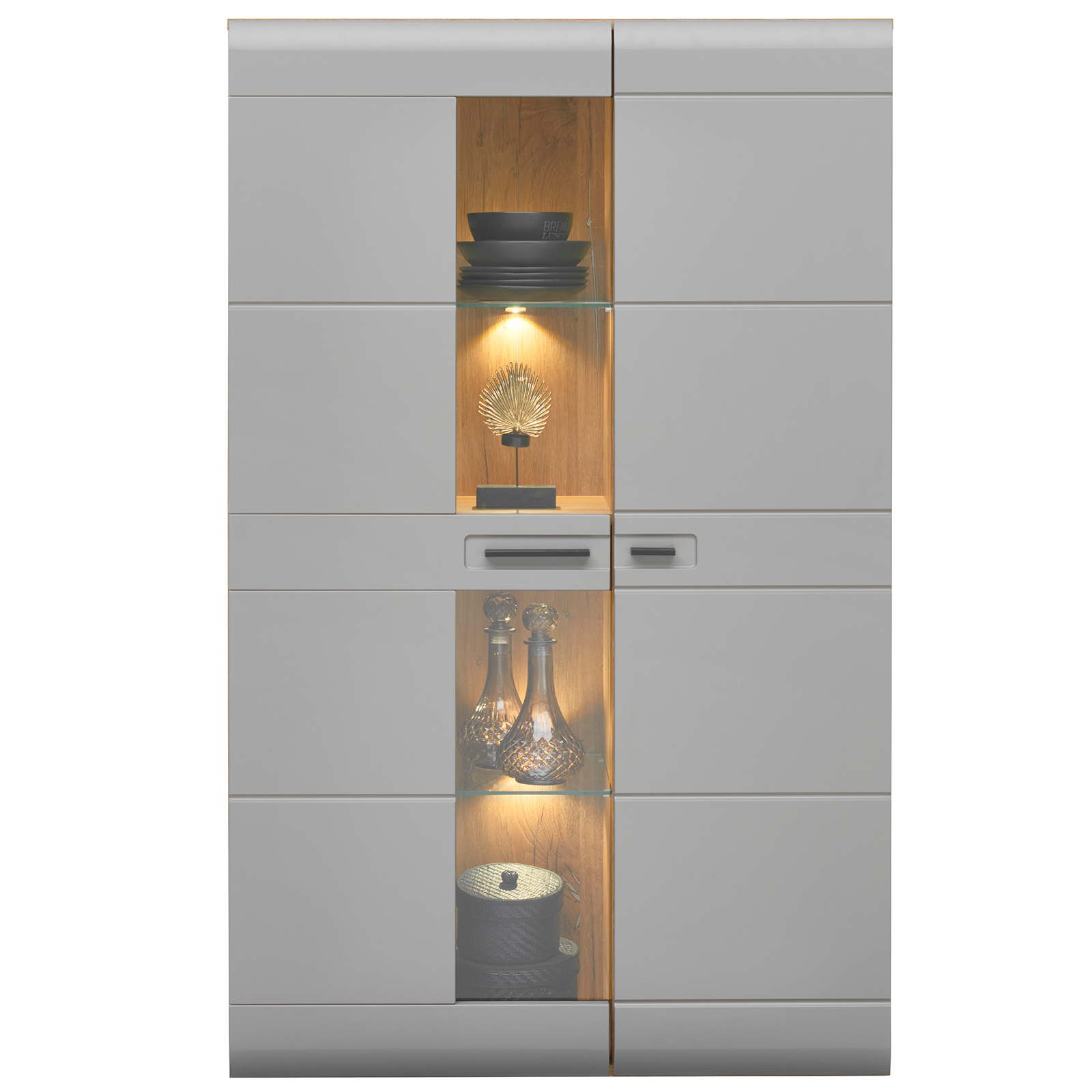 Luca Bessoni Highboardvitrine AURIS - Basalt-Flagstaff Eiche - 95 cm