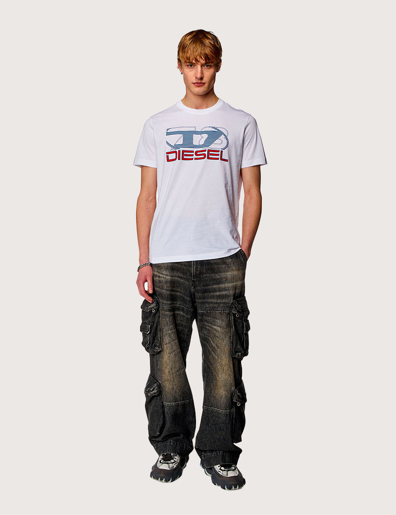 DIESEL T-SHIRT HOMME DIEGOR K74 LOGO POITRINE BLANC