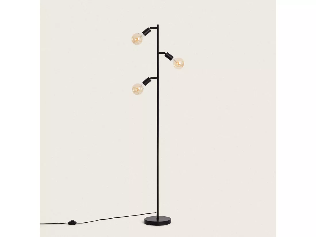 Lampadaire Métal Aratz 3 Spots Noir