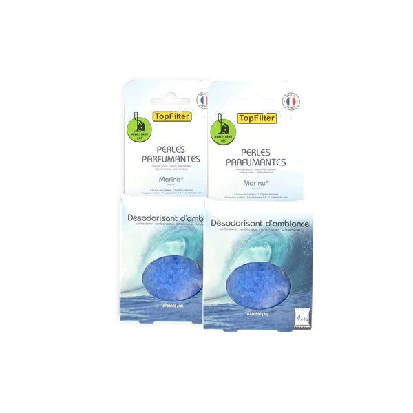 Lot de deux boites de perles parfumantes pour aspirateur odeur marine