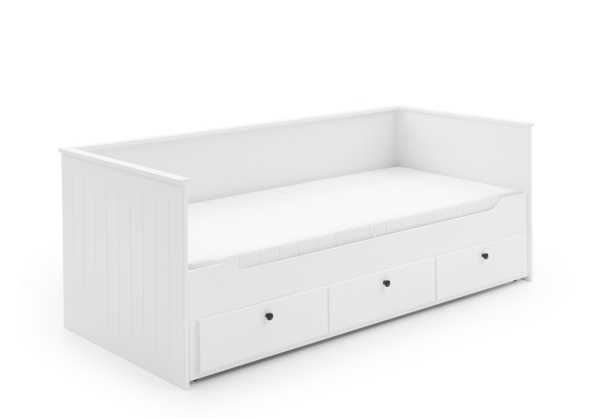 Relita - Funktionsbett KIRA 90/180x200 inkl. Lattenrost und 3 Schubladen MDF weiß