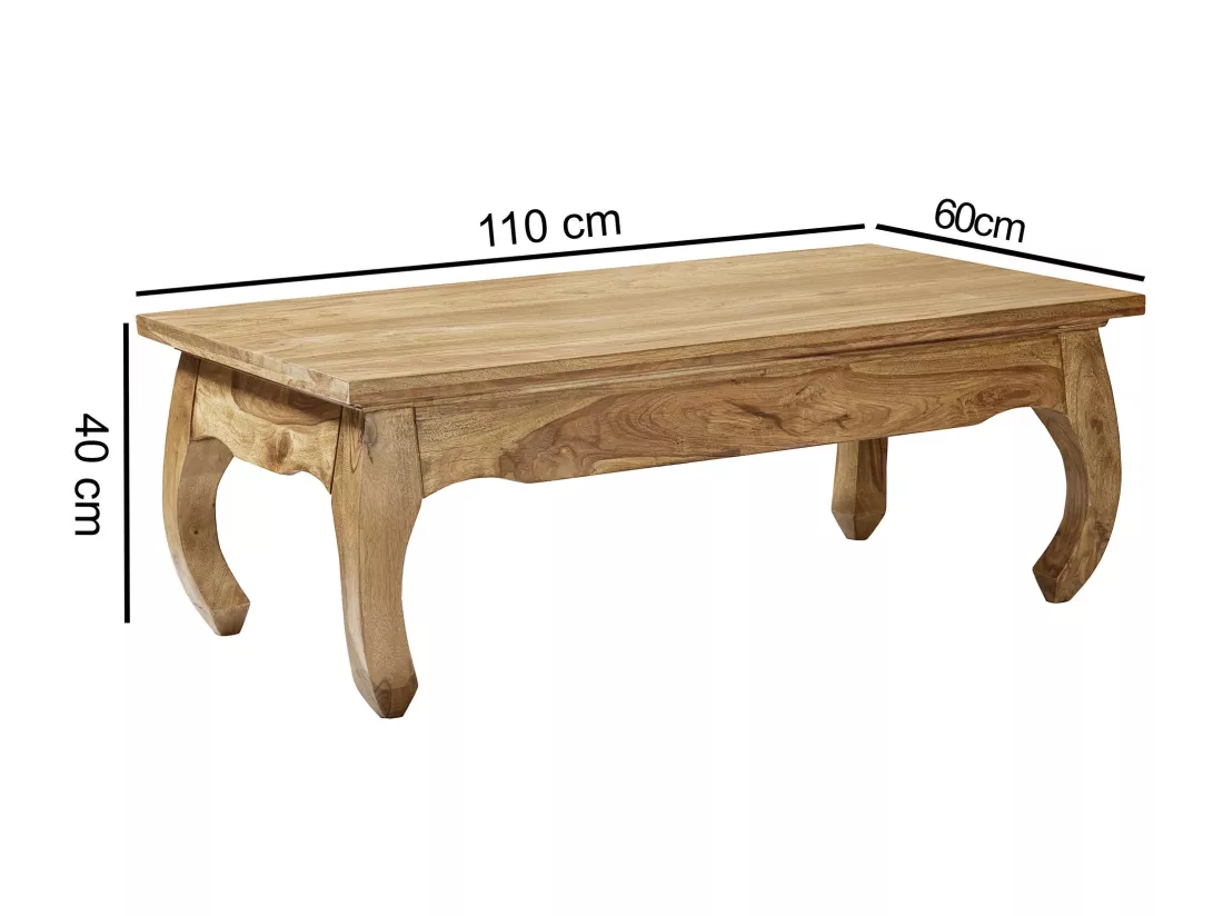 Table basse en bois massif d'acacia 110 cm de large
