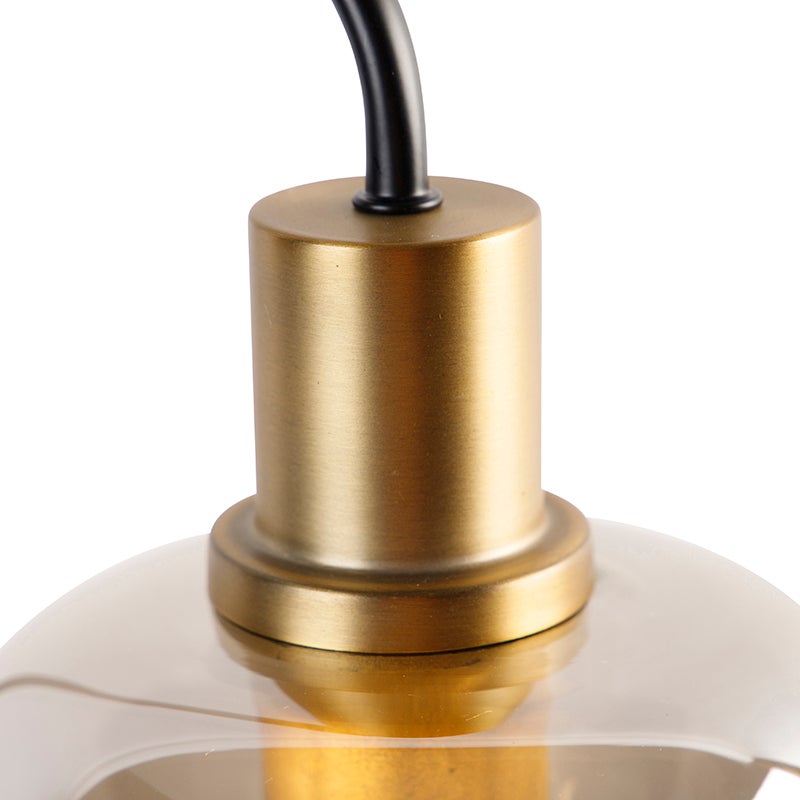 Design tafellamp, zwart met goud en gerookt glas - Zuzanna