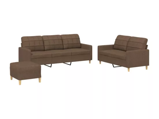 Ensemble de canapés 3 pcs avec coussins Marron Tissu