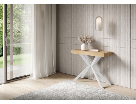 ITYHOME - Console extensible plaker 90x42/302cm chêne nature