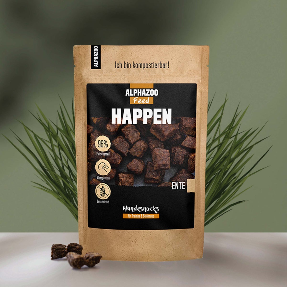 ALPHAZOO Duck Bites 200g voor honden | Grote hondensnacks | Graanvrij en natuurlijk