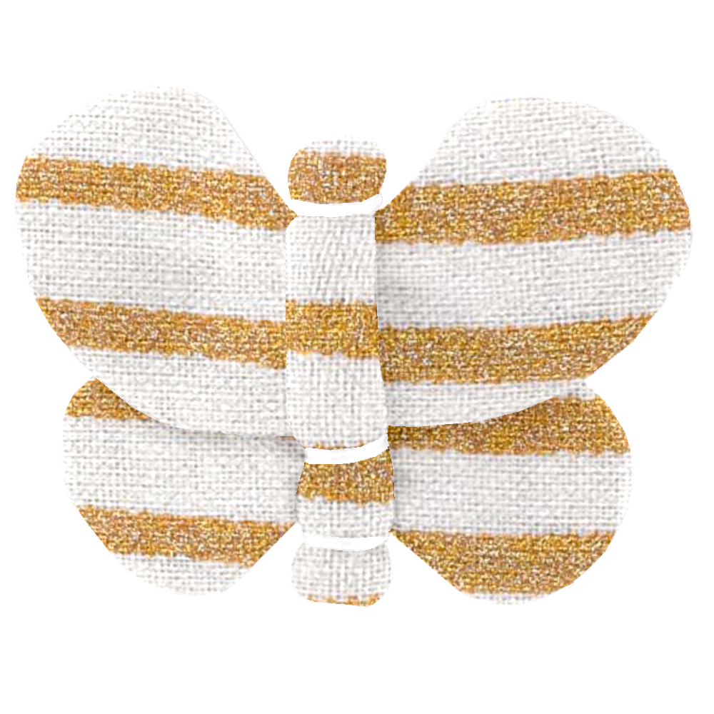 Barrette Petit Papillon Rayé Or Blanc