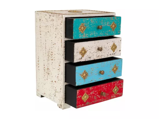 Coffret en bois et métal blanc 20,5x15,5x28h